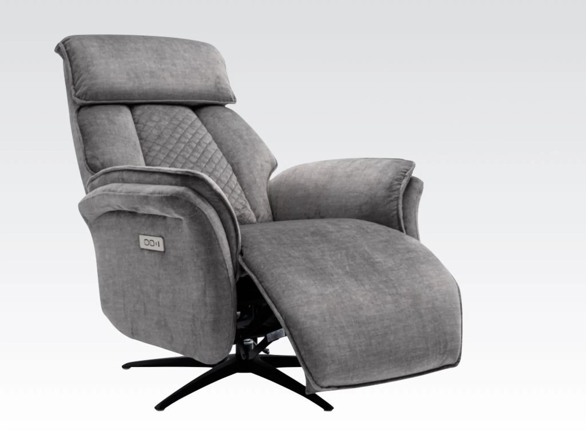 Evoque Swivel Electric Recliner Armchair - Grey, Fabric