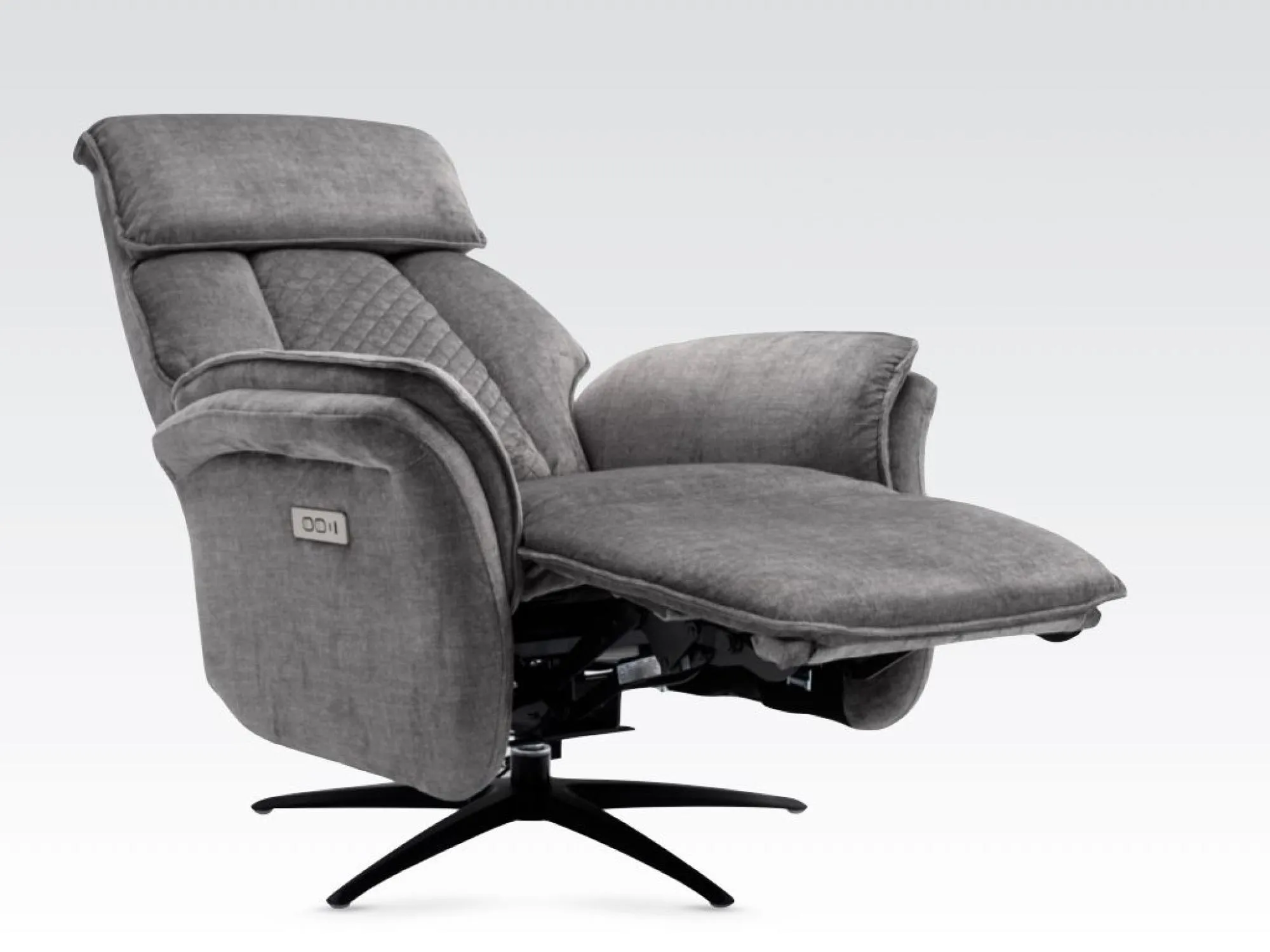 Evoque Swivel Electric Recliner Armchair - Grey, Fabric