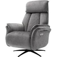 Evoque Swivel Electric Recliner Armchair - Grey, Fabric