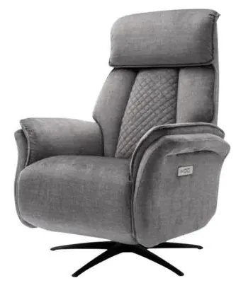 Evoque Swivel Electric Recliner Armchair - Grey, Fabric image