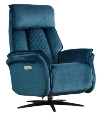 Evoque Swivel Electric Recliner Armchair - Ocean Blue, Fabric