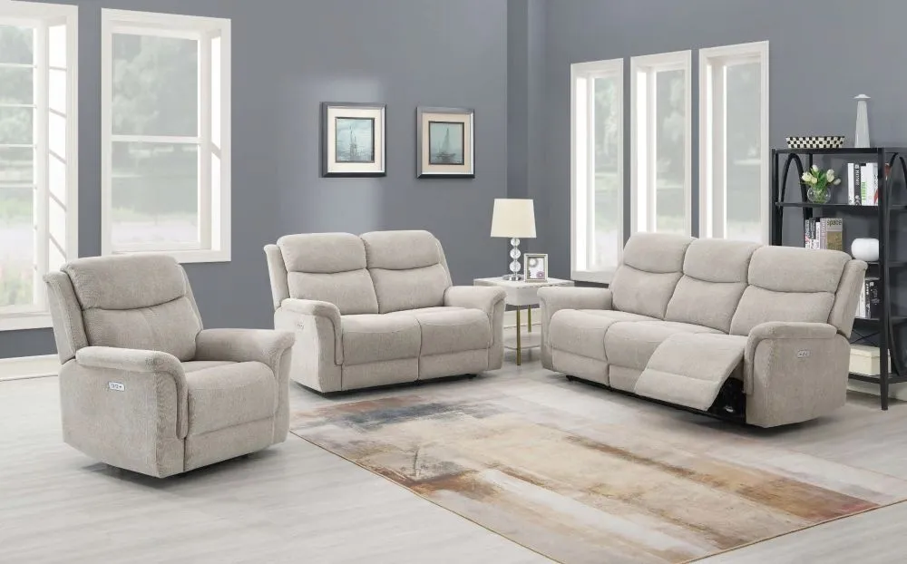 Faringdon 3-Seater Recliner Sofa - Beige, Velvet