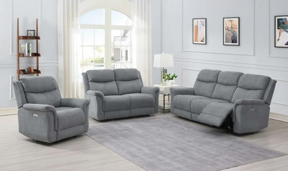 Faringdon 3-Seater Recliner Sofa - Grey, Velvet
