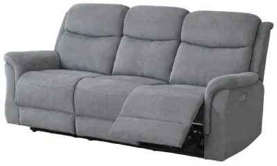 Faringdon 3-Seater Recliner Sofa - Grey, Velvet
