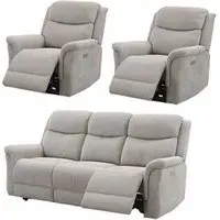 Faringdon 3-Seater Recliner Sofa Suite - Beige, Fabric