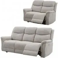 Faringdon 3-Seater Recliner Sofa Suite - Beige, Velvet