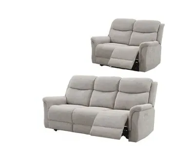 Faringdon 3-Seater Recliner Sofa Suite - Beige, Velvet image