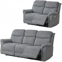 Faringdon 3-Seater Recliner Sofa Suite - Grey, Velvet