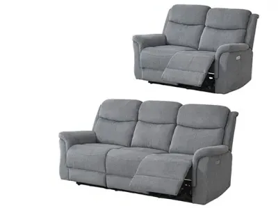 Faringdon 3-Seater Recliner Sofa Suite - Grey, Velvet