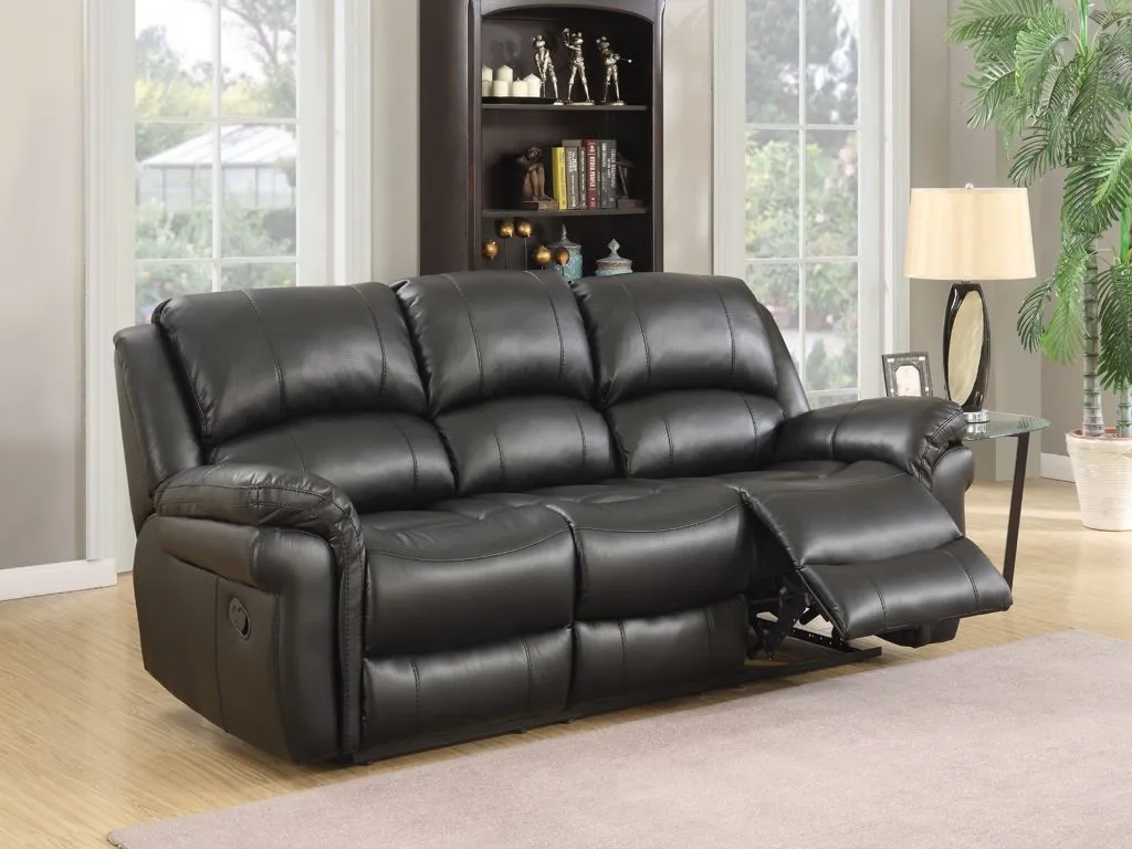 Farnham 3-Seater Recliner Sofa - Black, Leather