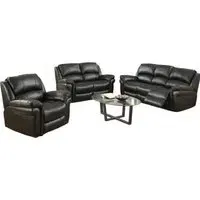 Farnham 3-Seater Recliner Sofa Suite - Black, Leather