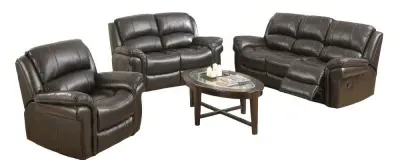 Farnham 3-Seater Recliner Sofa Suite - Brown, Leather