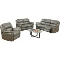 Farnham 3-Seater Recliner Sofa Suite - Grey, Leather