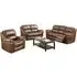 Farnham 3-Seater Recliner Sofa Suite - Tan, Leather