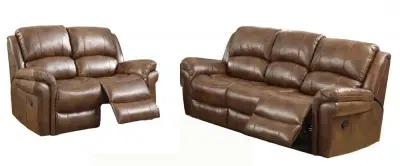 Farnham 3+2 Recliner Sofa Suite - Tan, Leather
