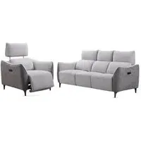 Hampshire 3+1+1 Seater Electric Recliner Sofa Suite - Grey, Fabric