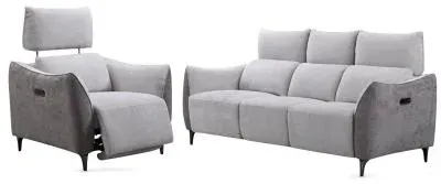 Hampshire 3+1+1 Seater Electric Recliner Sofa Suite - Grey, Fabric