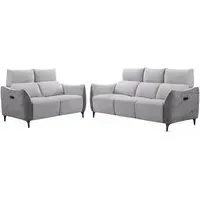 Hampshire 3+2 Seater Electric Recliner Sofa Suite - Grey, Fabric