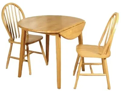 Hanover 2 Seater Round Drop Leaf Dining Set - Light Oak