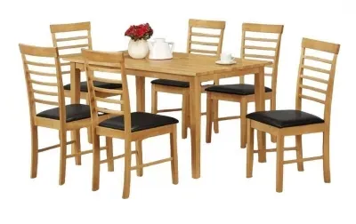 Hanover 6 Seater Dining Set with 6 Chairs - Light Oak image