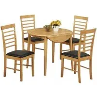 Hanover Round 4-Seater Drop Leaf Dining Set - Light Oak