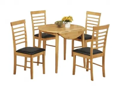 Hanover Round 4-Seater Drop Leaf Dining Set - Light Oak