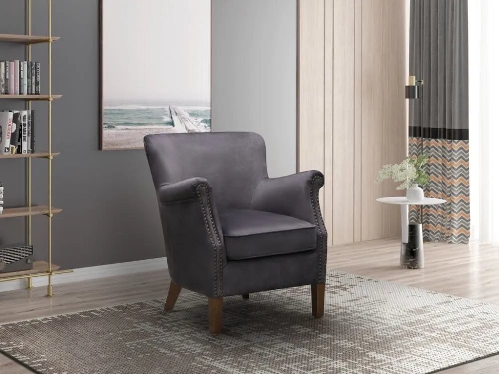 Harlow Fabric Armchair - Charcoal Grey