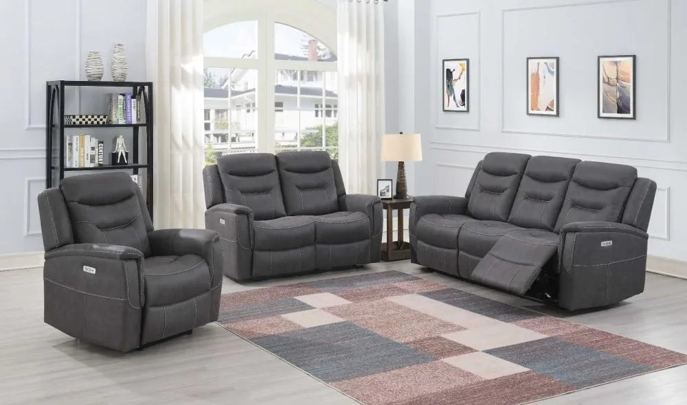 Harrogate 3-Seater Recliner Sofa - Grey, Velvet