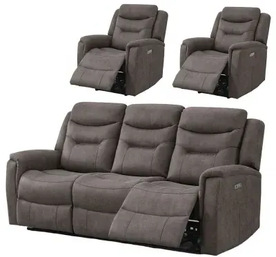 Harrogate 3-Seater Recliner Sofa Suite - Brown, Fabric
