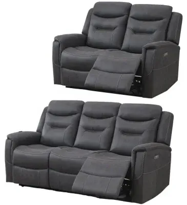 Harrogate 3+2 Recliner Sofa Suite - Grey, Velvet