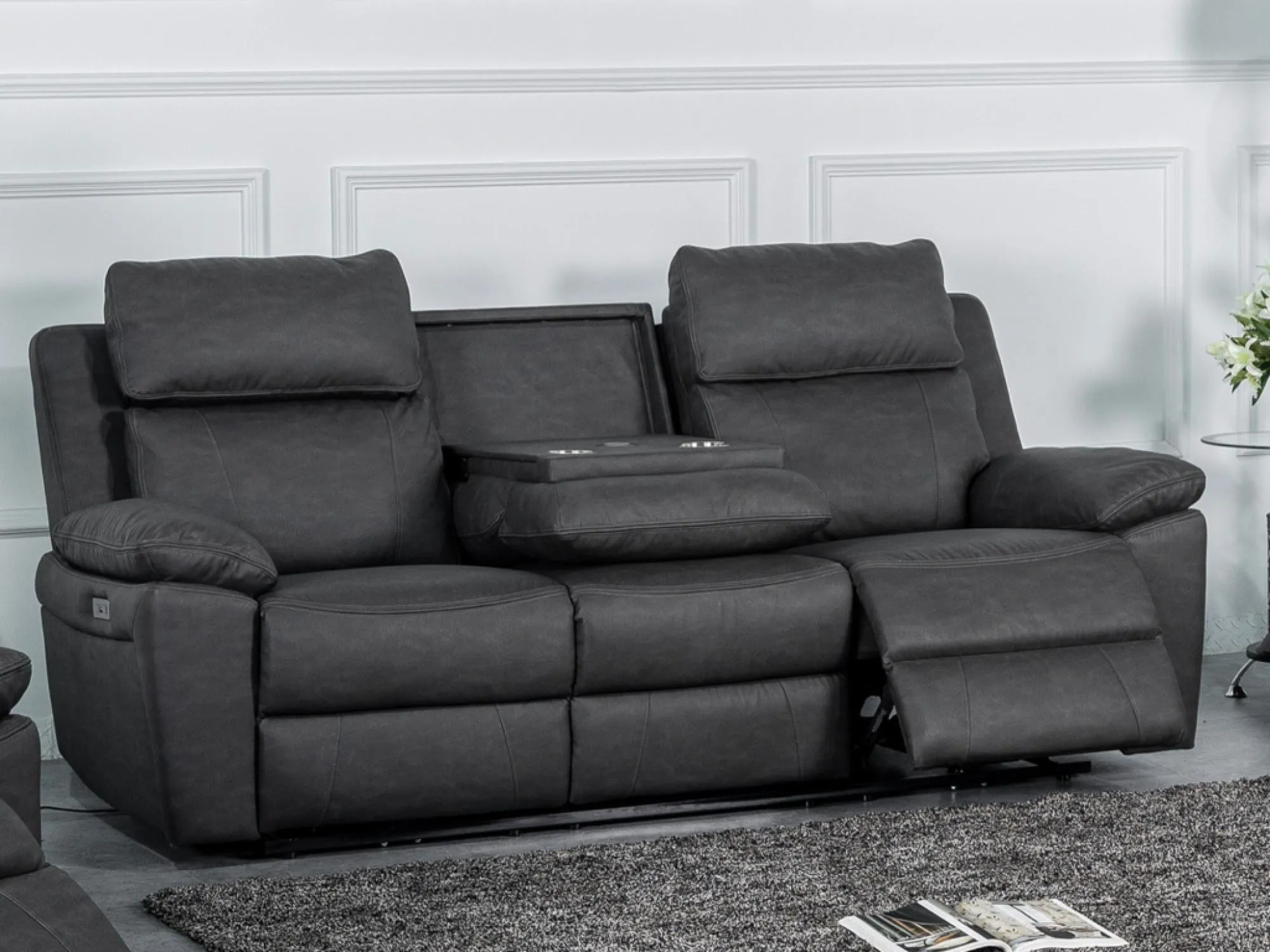 Huntington 3-Seater Electric Recliner Sofa - Dark Grey