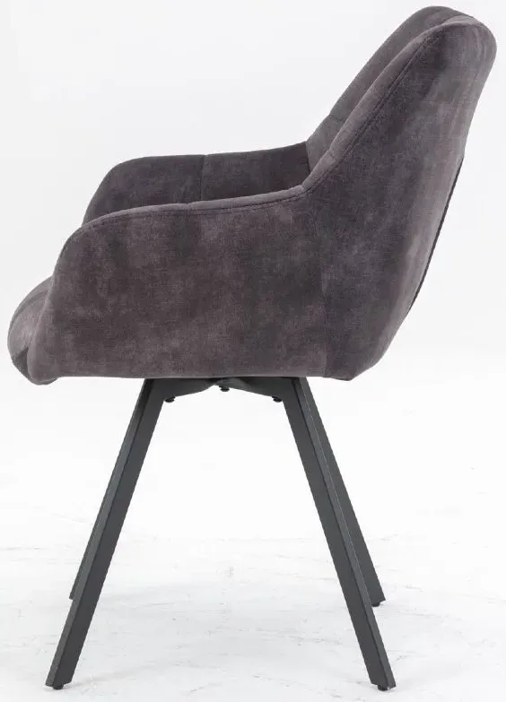 Jade Dining Armchair - Charcoal, Velvet