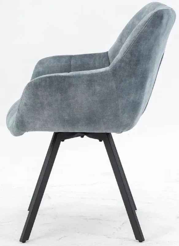 Jade Dining Armchair - Stone Blue, Velvet