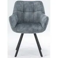 Jade Dining Armchair - Stone Blue, Velvet