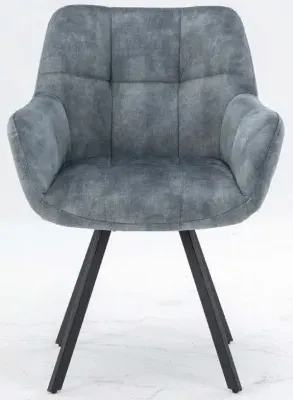 Jade Dining Armchair - Stone Blue, Velvet