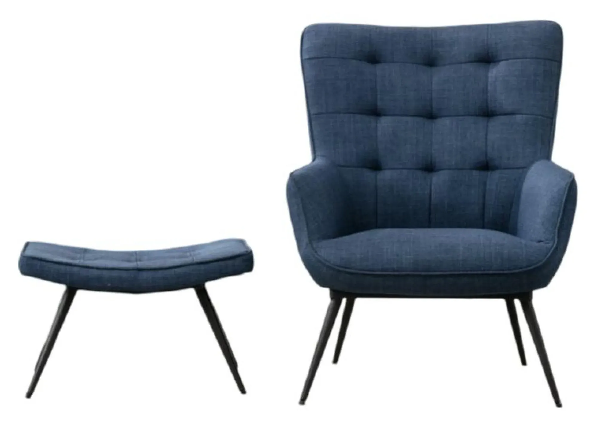 Katelyn Armchair with Footstool - Blue, Fabric