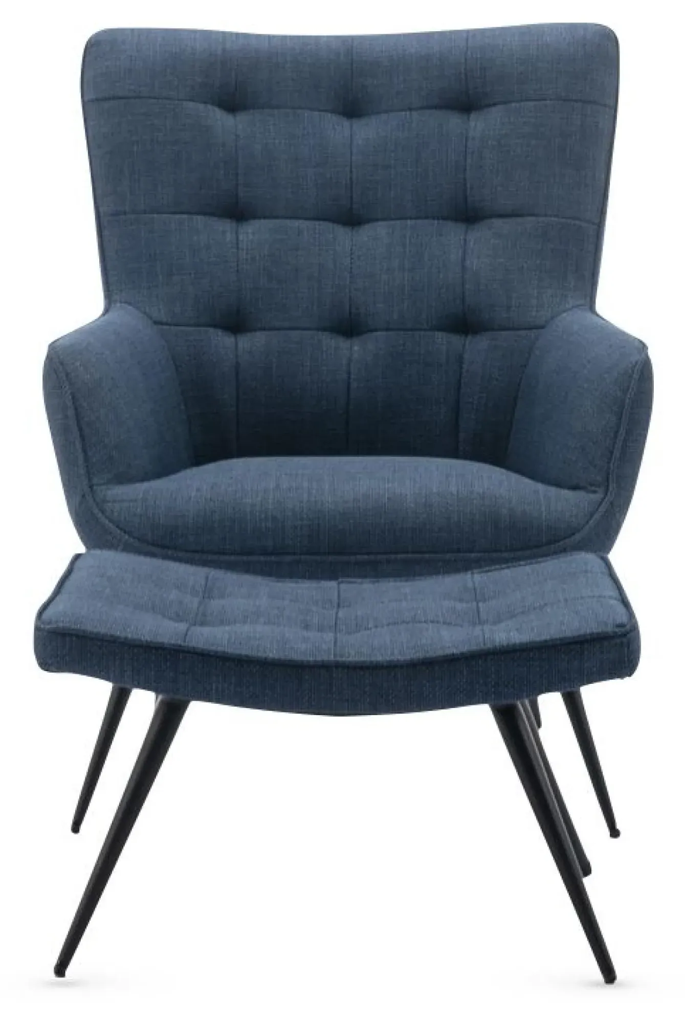 Katelyn Armchair with Footstool - Blue, Fabric