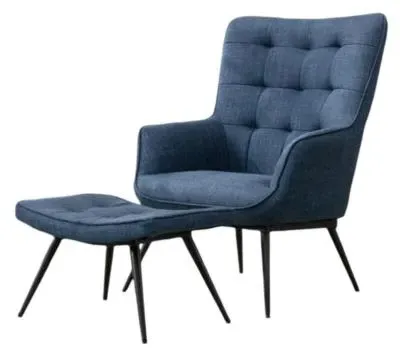 Katelyn Armchair with Footstool - Blue, Fabric image