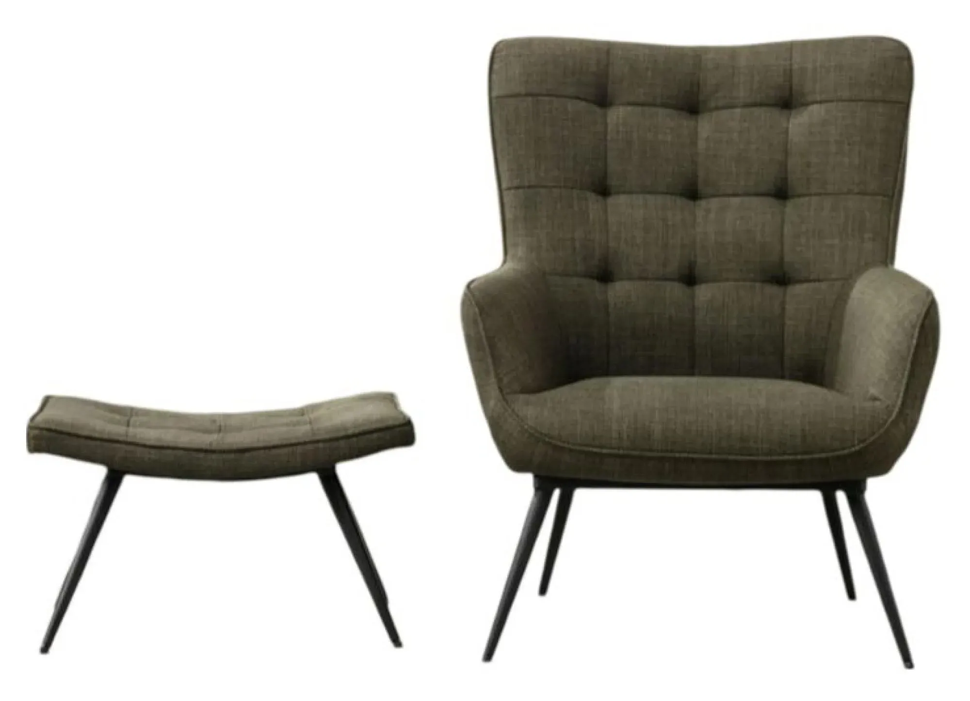 Katelyn Armchair with Footstool - Green, Fabric