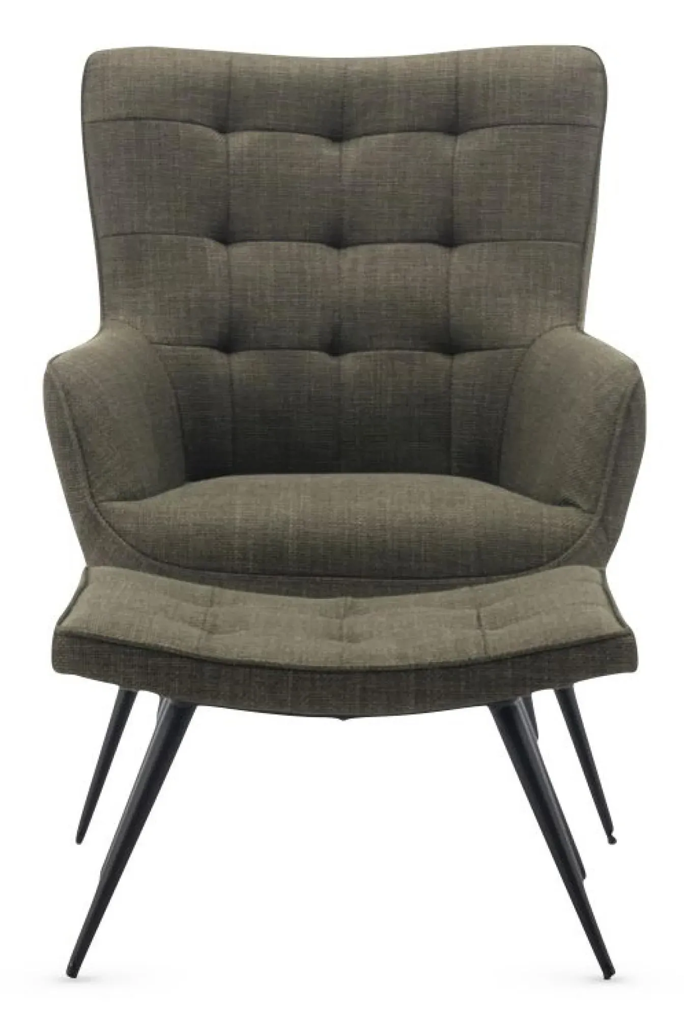 Katelyn Armchair with Footstool - Green, Fabric
