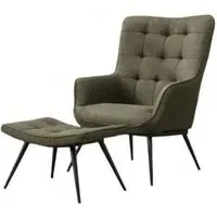 Katelyn Armchair with Footstool - Green, Fabric