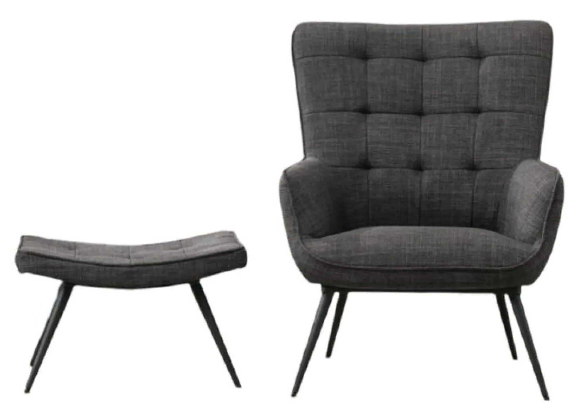 Katelyn Armchair with Footstool - Grey, Fabric