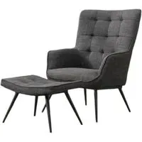 Katelyn Armchair with Footstool - Grey, Fabric