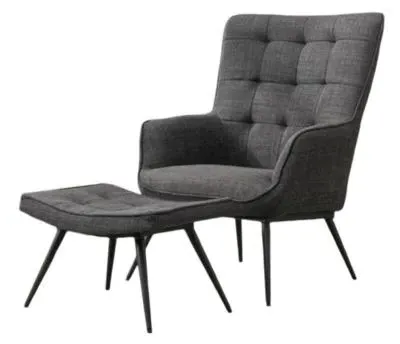 Katelyn Armchair with Footstool - Grey, Fabric