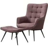 Katelyn Armchair with Footstool - Mulberry, Fabric