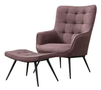 Katelyn Armchair with Footstool - Mulberry, Fabric