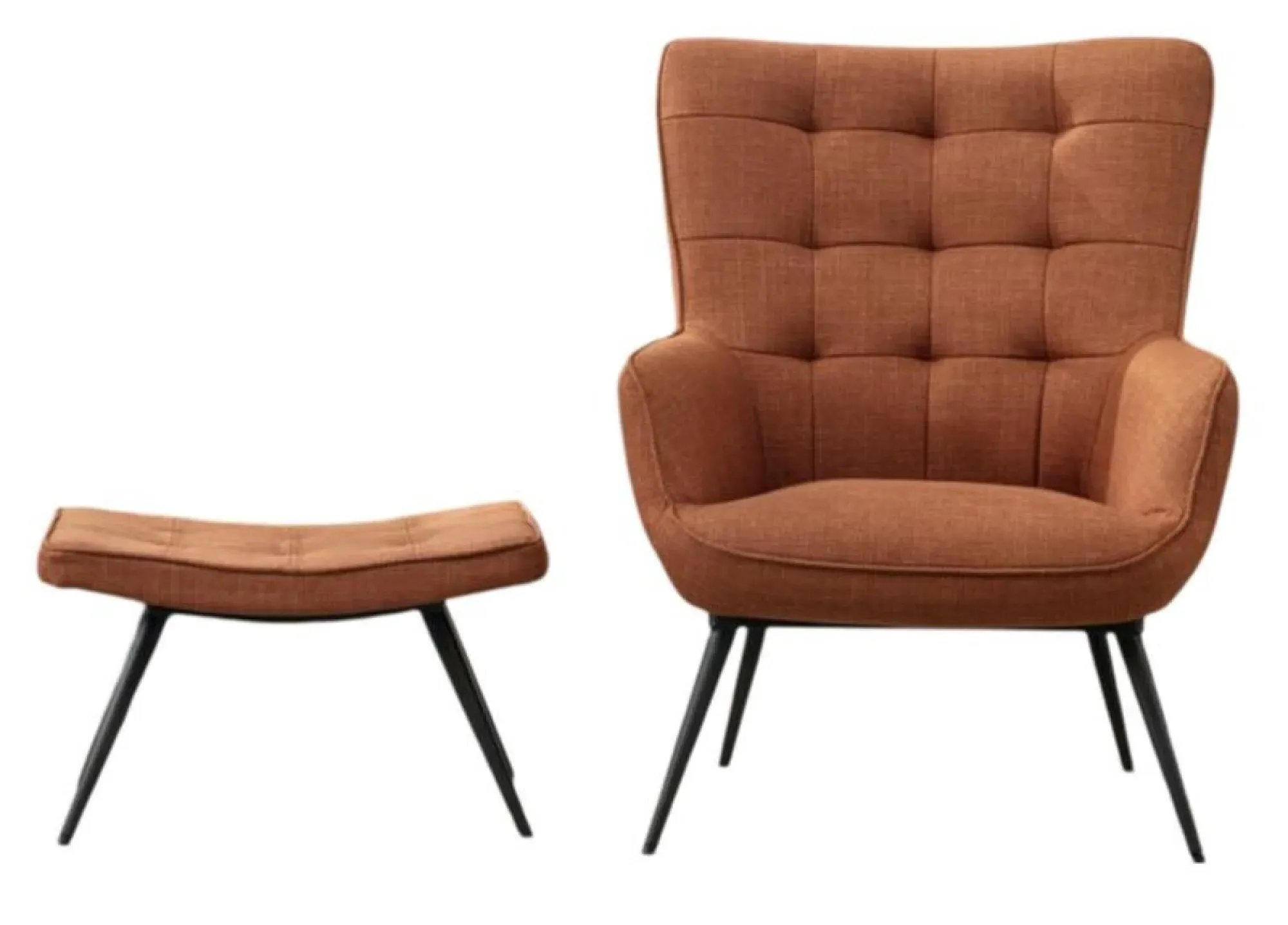 Katelyn Armchair with Footstool - Orange, Fabric