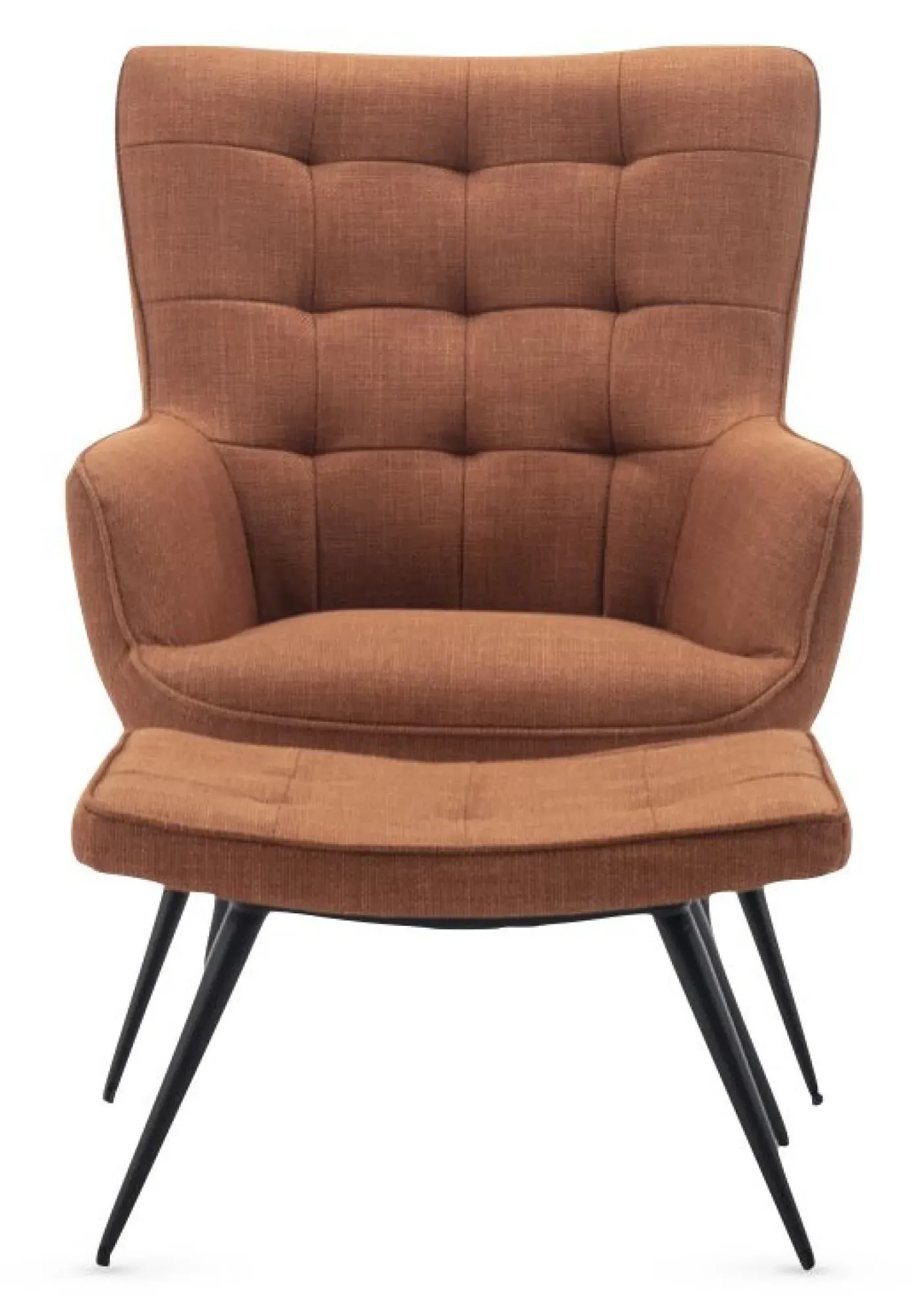 Katelyn Armchair with Footstool - Orange, Fabric