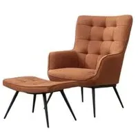 Katelyn Armchair with Footstool - Orange, Fabric