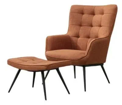 Katelyn Armchair with Footstool - Orange, Fabric